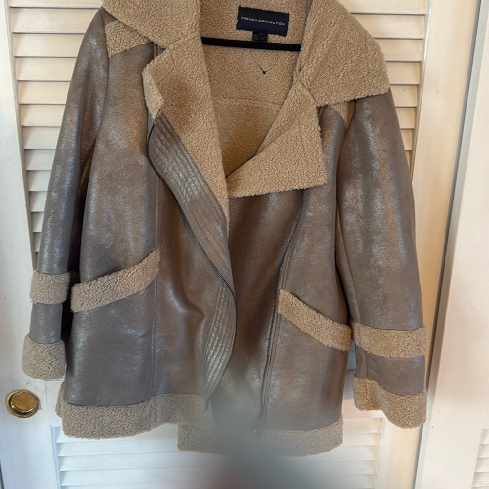 French connection faux shearling coat size large